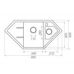 Гранітна мийка для кухні Platinum 9950 PANDORA матова Мокко