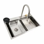 Кухонна мийка сатин Platinum Handmade "ВОДОСПАД" PLATINUM 75×45B PVD