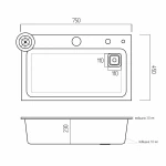 Кухонна мийка сатин Platinum Handmade "ВОДОСПАД" PLATINUM 75×45B PVD