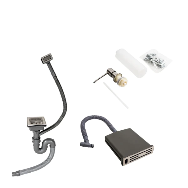 Кухонна мийка підставкою для ножів + Подарунок сифон квадратний, дозатор PLATINUM 50×50 нержавійка з