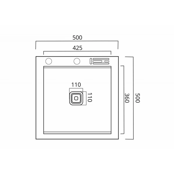 Кухонна мийка підставкою для ножів + Подарунок сифон квадратний, дозатор PLATINUM 50×50 нержавійка з