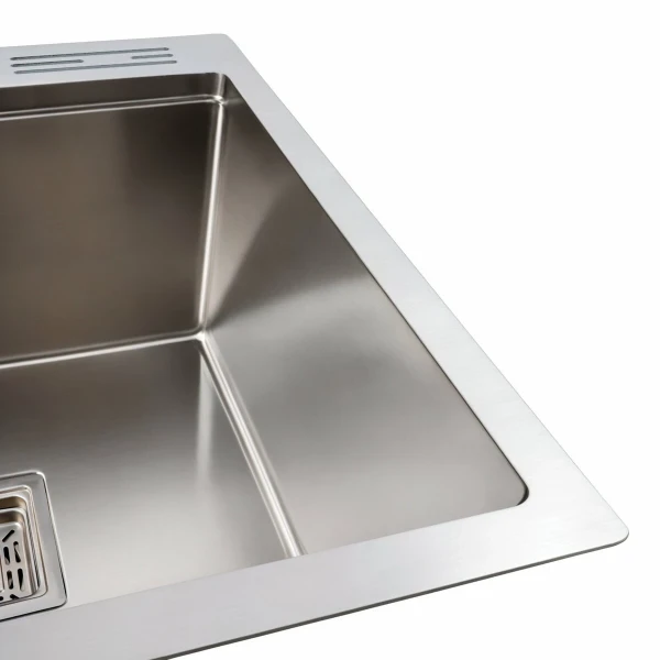 Кухонна мийка підставкою для ножів + Подарунок сифон квадратний, дозатор PLATINUM 50×50 нержавійка з