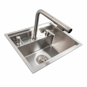 Кухонна мийка прихована Platinum Handmade + змішувач PLATINUM CM 47×38 нержавійка