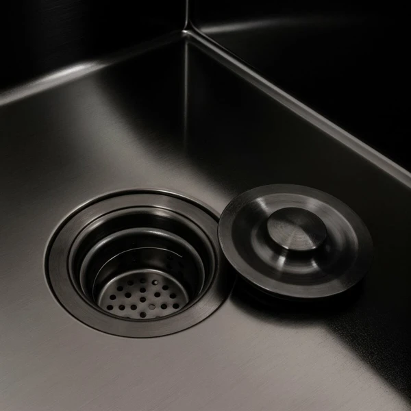 Кухонна мийка CM 78*50 R чорна PVD VALESO Handmade (круглий сифон 3,0/0,8)