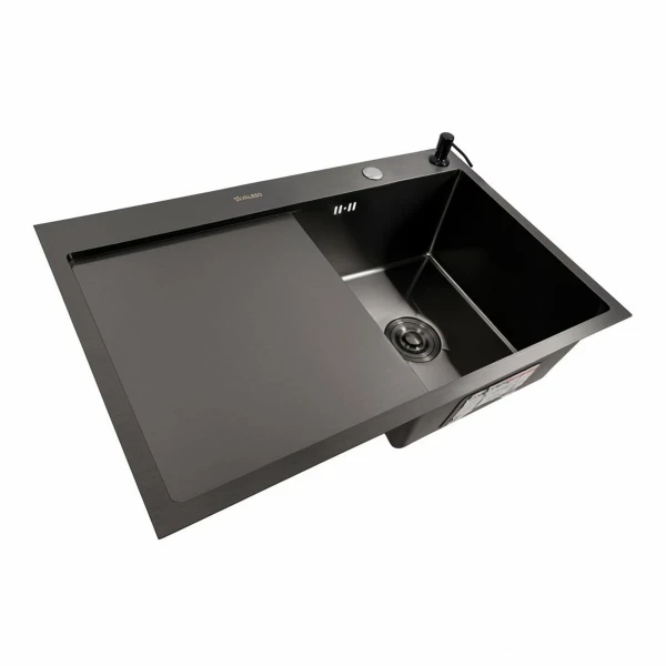 Кухонна мийка CM 78*50 R чорна PVD VALESO Handmade (круглий сифон 3,0/0,8)