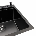 Мийка кухонна Valeso 50×50 см PVD чорна Handmade з підставкою для ножів