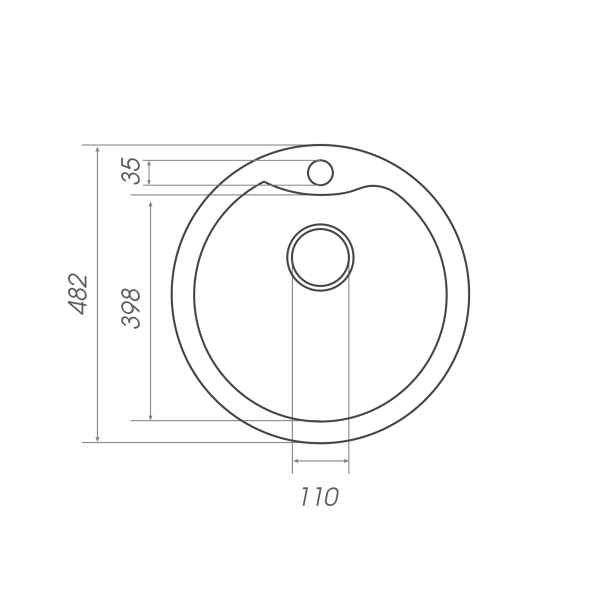 Гранітна мийка для кухні VALESO 480 TURAS матова Топаз