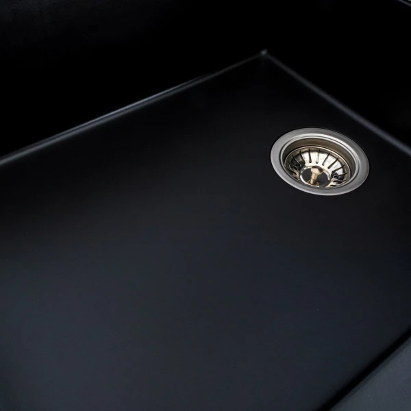 Гранітна мийка для кухні VALESO 8650 DIAMOND матова (чорний металік)