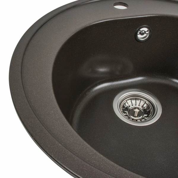 Гранітна мийка для кухні VALESO 510 LUNA матова Темна скеля