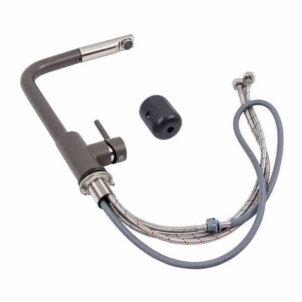 Q411B змішувач кухонний VALESO ТЕМНА СКЕЛЯ (з висувною лійкою)