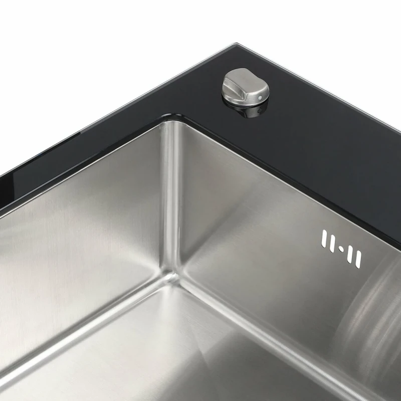 Кухонна мийка Platinum Handmade 600x510x200 PLATINUM BLACK GLASS