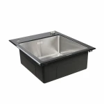 Кухонна мийка Platinum Handmade BLACK GLASS 600x510x200