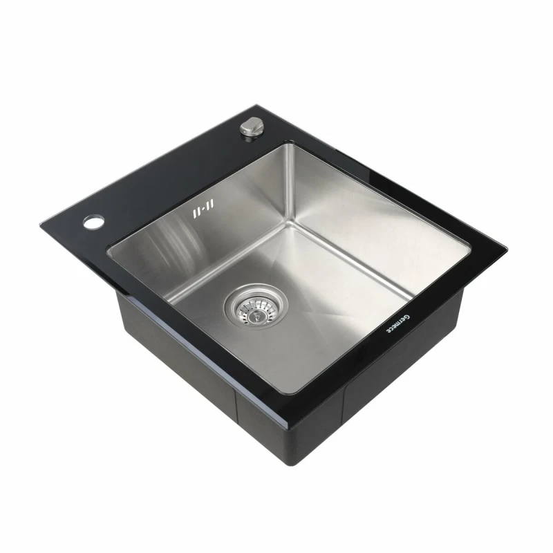 Кухонна мийка Platinum Handmade 600x510x200 PLATINUM BLACK GLASS