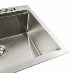 Кухонна мийка 60х50 Platinum Handmade підставкою для ножів круглий, PLATINUM нержавійка з (сифон 3,0/0,8)