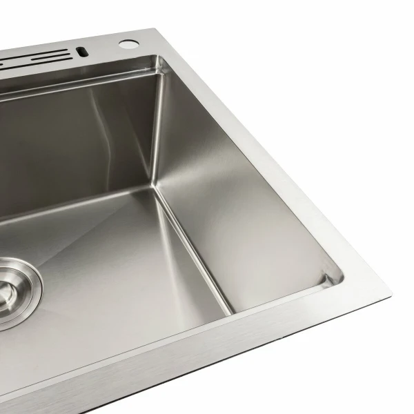 Кухонна мийка 60х50 Platinum Handmade підставкою для ножів круглий, PLATINUM нержавійка з (сифон 3,0/0,8)