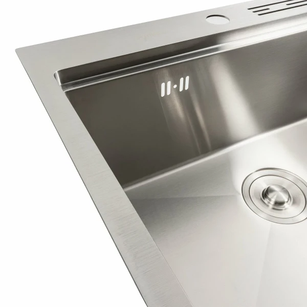 Кухонна мийка 60х50 Platinum Handmade підставкою для ножів круглий, PLATINUM нержавійка з (сифон 3,0/0,8)