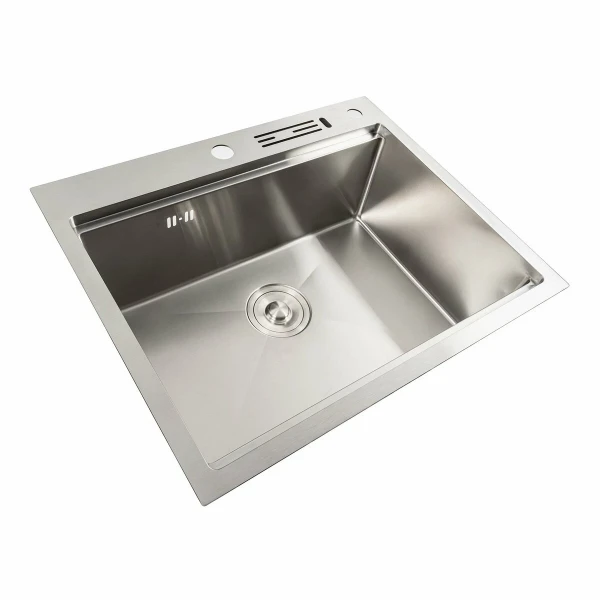 Кухонна мийка 60х50 Platinum Handmade підставкою для ножів круглий, PLATINUM нержавійка з (сифон 3,0/0,8)