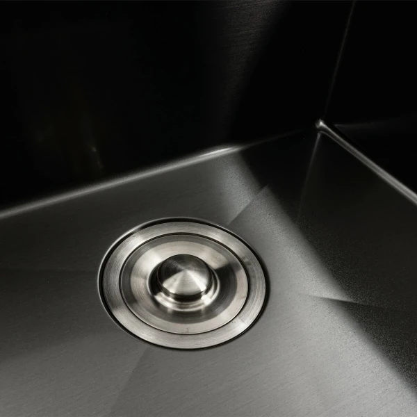 Кухонна мийка чорна Platinum Handmade отвори, круглий сифон PLATINUM PVD 78×43 R (два 3,0/0,8)