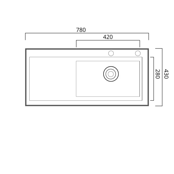 Кухонна мийка чорна Platinum Handmade отвори, круглий сифон PLATINUM PVD 78×43 R (два 3,0/0,8)