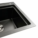 Кухонна мийка чорна Platinum Handmade отвори, круглий сифон PLATINUM PVD 78×43 R (два 3,0/0,8)