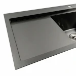 Кухонна мийка чорна Platinum Handmade отвори, круглий сифон PLATINUM PVD 78×43 R (два 3,0/0,8)