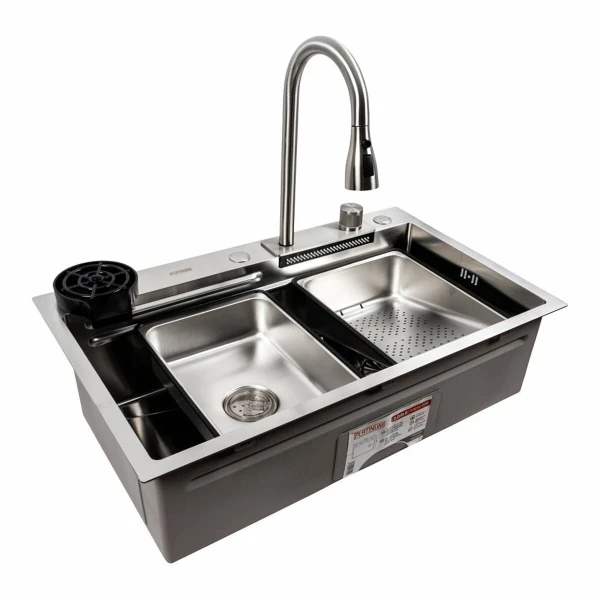 Кухонна мийка Platinum Handmade "Водоспад" PLATINUM CM 75×46A нержавійка