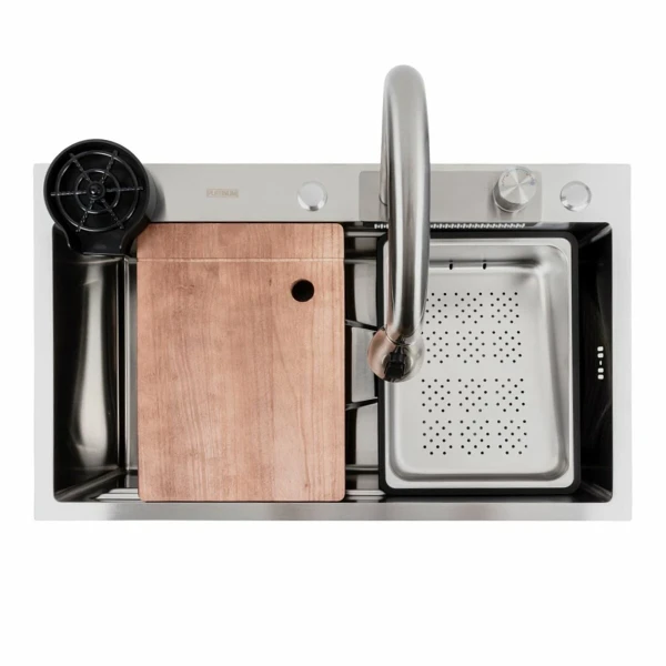 Кухонна мийка Platinum Handmade "Водоспад" PLATINUM CM 75×46A нержавійка