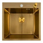 Кухонна мийка 50*50 PVD Gold Valeso Handmade (сифон круглий, 3,0/0,8)
