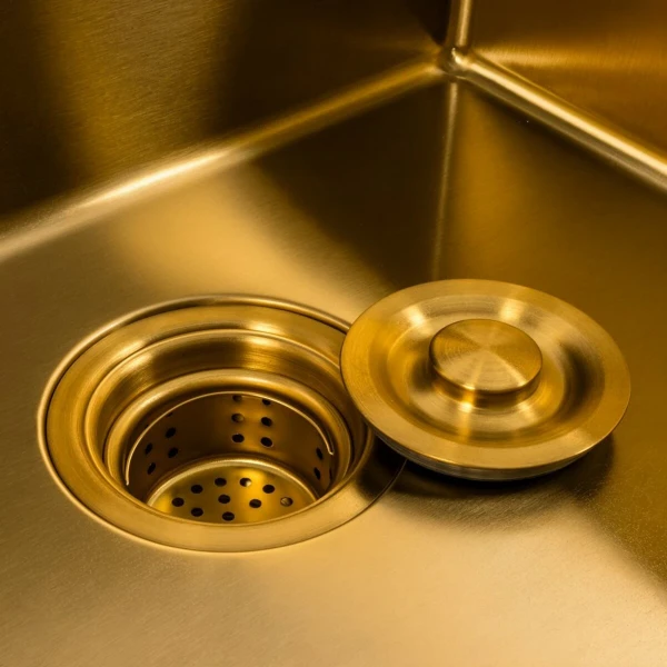 Кухонна мийка 50*50 PVD Gold Valeso Handmade (сифон круглий, 3,0/0,8)