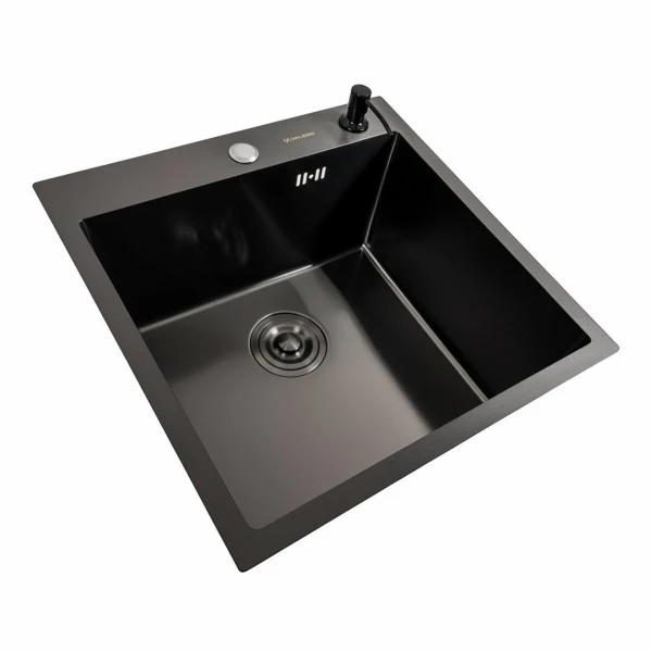 Кухонна мийка 50*50 PVD чорна Valeso Handmade (товщина 3,0/1.5)