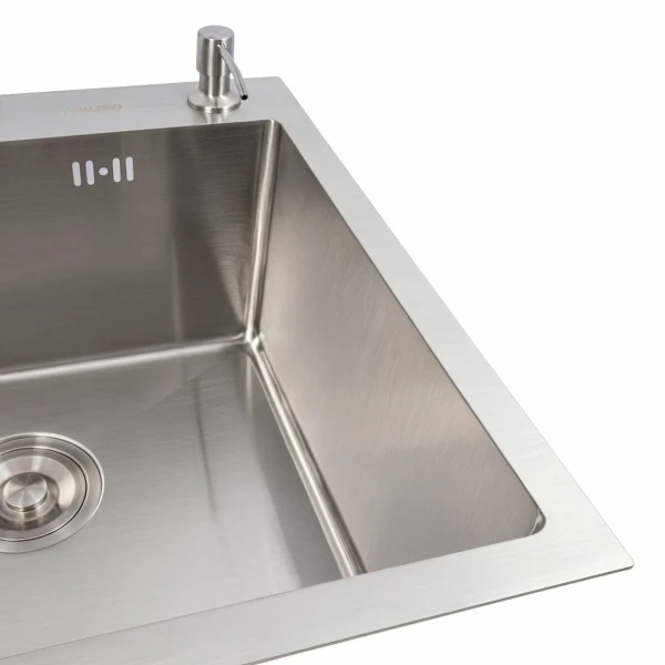 50*50 Мийка нержавійка Valeso Handmade з підставкою для ножів (3,0/0,8)