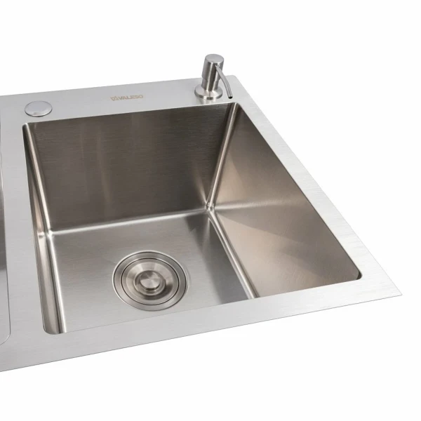 Кухонна мийка 78*43 нержавійка на дві чаші VALESO Handmade (3.0/0.8)