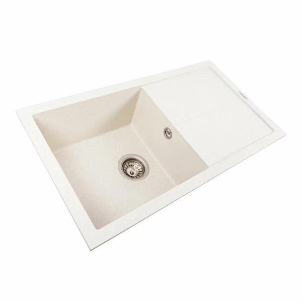 Гранітна мийка для кухні VALESO 7843 SOLID матова Біла в крапку