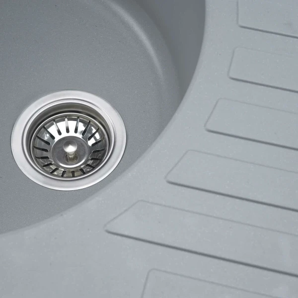 Гранітна мийка для кухні VALESO 7750 LIRA матова Сірий металік