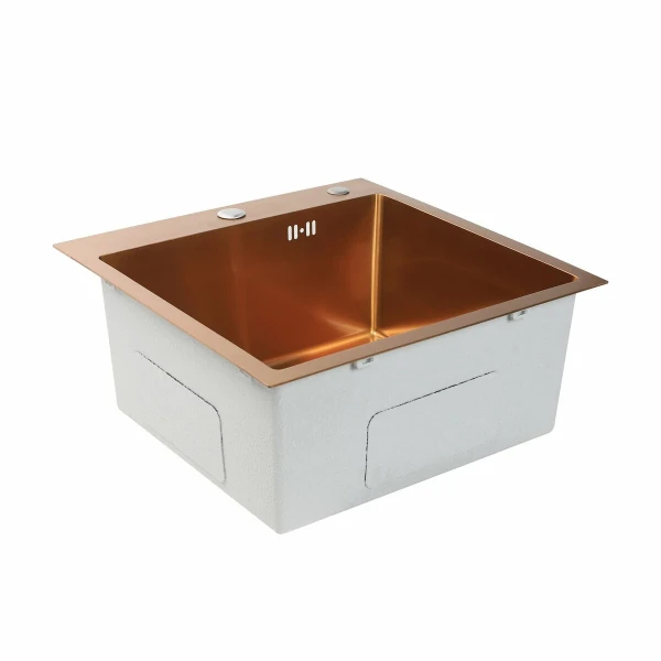 Кухонна мийка Platinum Handmade мідь 500x500x220 мм + дозатор в PLATINUM PVD (3,0/1,5 комплекті)