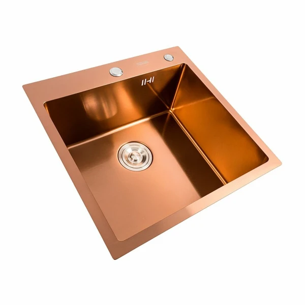 Кухонна мийка Platinum Handmade мідь 500x500x220 мм + дозатор в PLATINUM PVD (3,0/1,5 комплекті)
