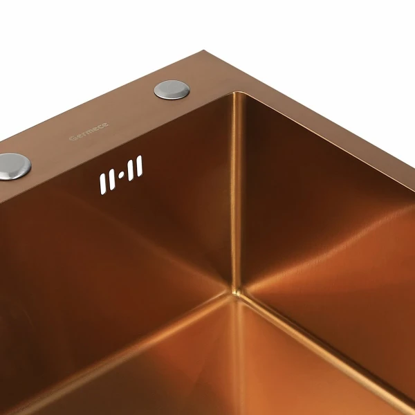 Кухонна мийка Platinum Handmade мідь 500x500x220 мм + дозатор в PLATINUM PVD (3,0/1,5 комплекті)