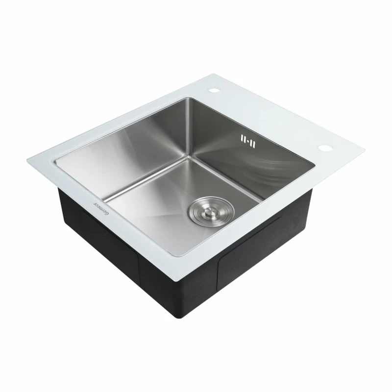 Кухонна мийка Handmade 600х510х200 PLATINUM WHITE GLASS