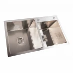 Кухонна мийка Platinum Handmade 780х430х230 на дві чаші PLATINUM HDB (квадратний сифон,3.0/1.0)