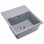 Гранітна мийка для кухні Platinum 5851 ARIA матова Сірий металік