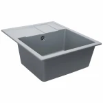 Гранітна мийка для кухні Platinum 5851 ARIA матова Сірий металік