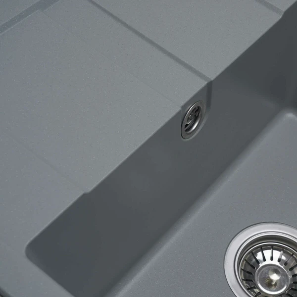 Гранітна мийка для кухні Platinum 5851 ARIA матова Сірий металік