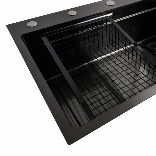 Кухонна мийка чорна Platinum Handmade "ВОДОСПАД" PLATINUM 75×45A PVD