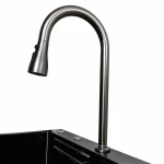 Кухонна мийка чорна Platinum Handmade "ВОДОСПАД" PLATINUM 75×45A PVD