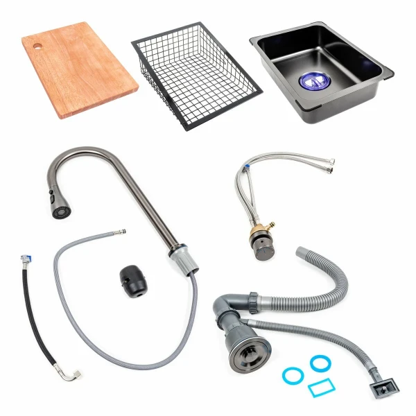 Кухонна мийка чорна Platinum Handmade "ВОДОСПАД" PLATINUM 75×45A PVD