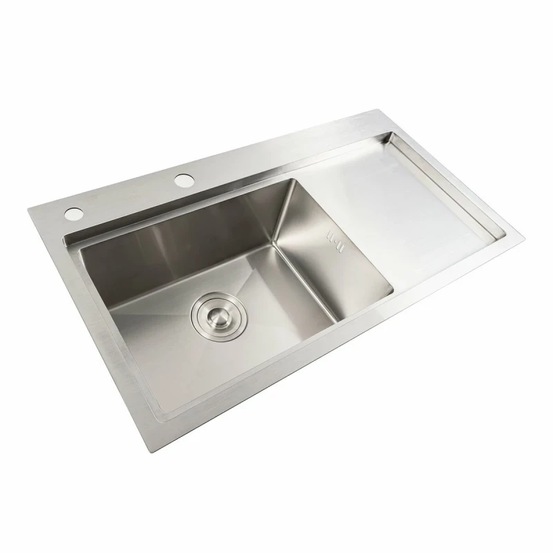 Кухонна мийка Platinum Handmade отвори, круглий сифон PLATINUM 78×43 L нержавійка (два 3,0/0,8)