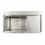 Кухонна мийка Platinum Handmade отвори, круглий сифон PLATINUM 78×43 L нержавійка (два 3,0/0,8)