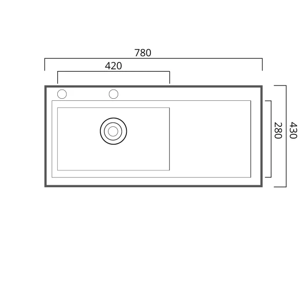 Кухонна мийка Platinum Handmade отвори, круглий сифон PLATINUM 78×43 L нержавійка (два 3,0/0,8)