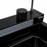 Кухонна мийка чорна Platinum Handmade "ВОДОСПАД" PLATINUM CM 75×46C PVD (Декор)