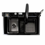 Кухонна мийка чорна Platinum Handmade "ВОДОСПАД" PLATINUM CM 75×46C PVD (Декор)